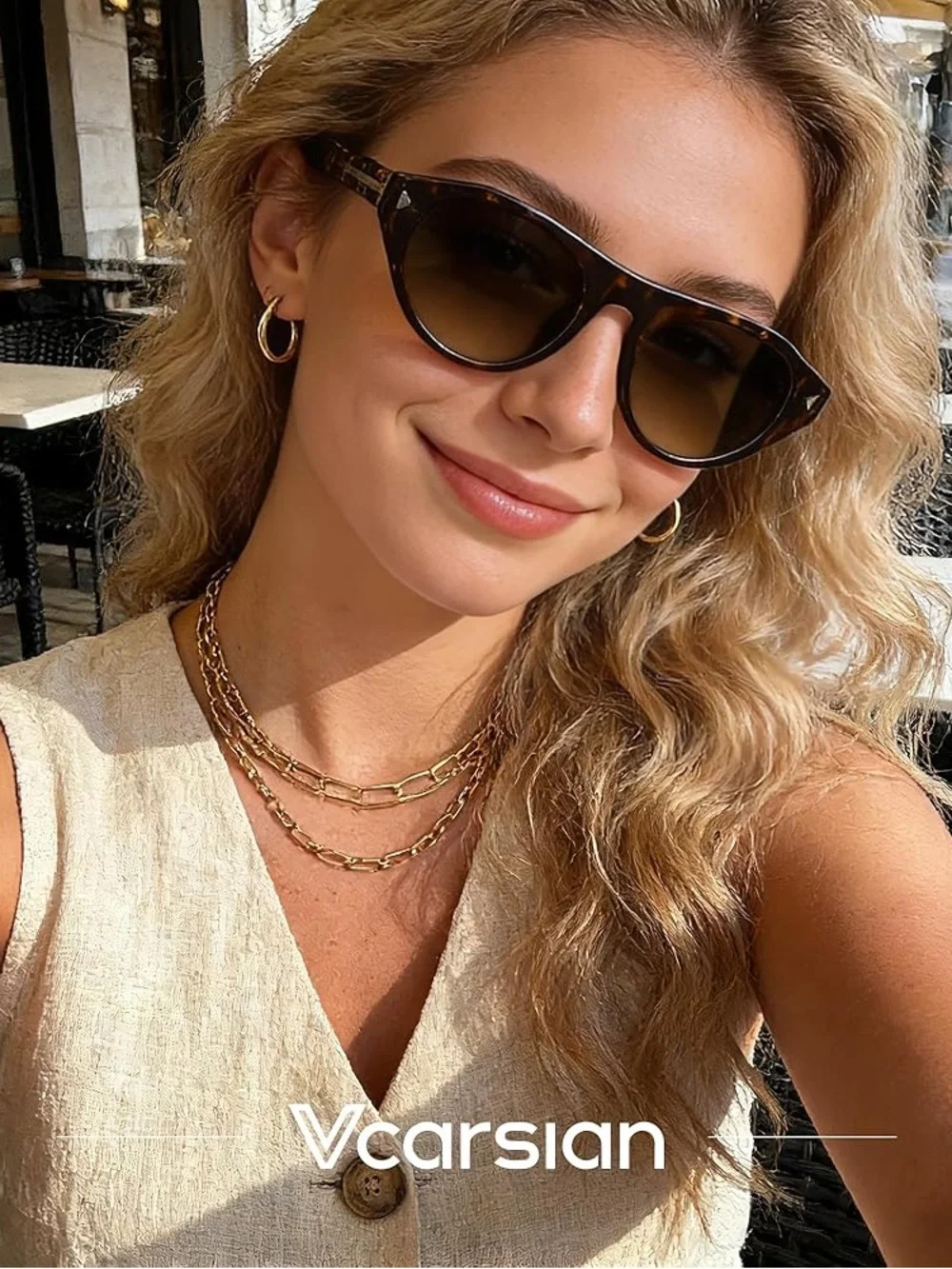 Retro Oval Cat Eye Sunglasses for Women, 2 pack